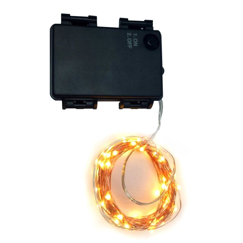 

5M 50-LED Copper Wire 8-mode Decorative LED String Lights with Battery Box, Black