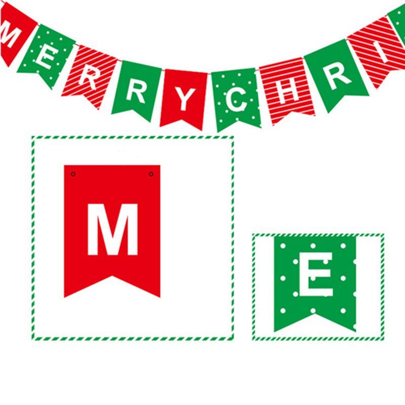 

14pcs/strip XM Card Paper Letter Christmas Decorate Banner Christmas Decorations, Colormix