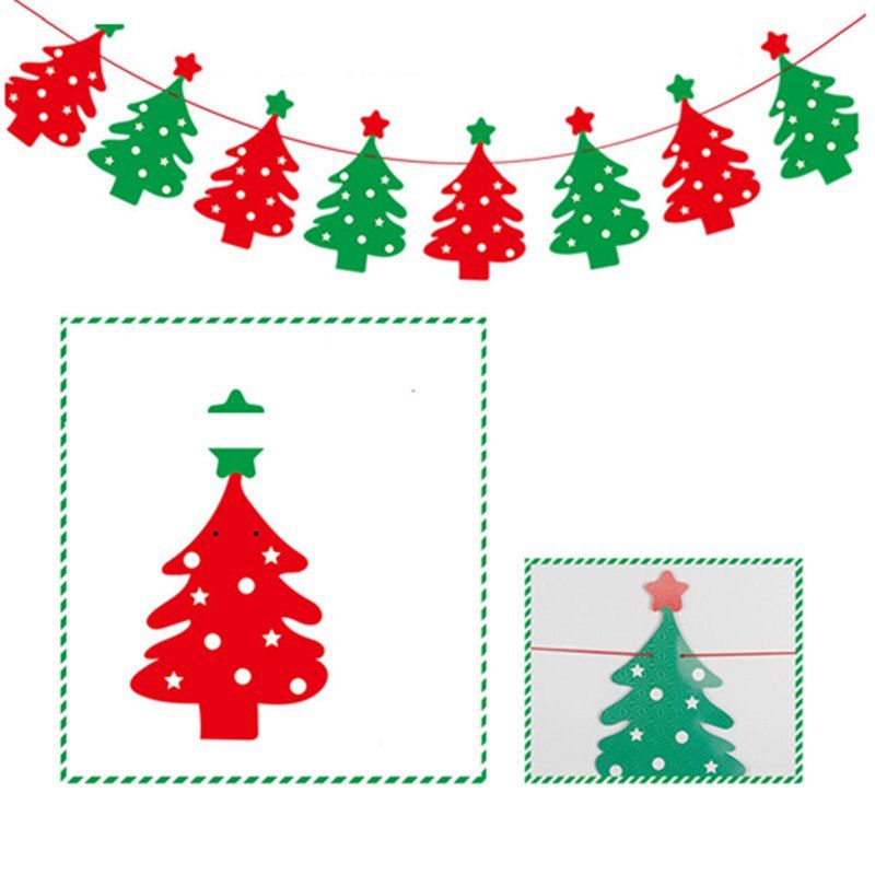 

8pcs/strip XM Card Paper Christmas Tree Christmas Decorate Banner Christmas Decoration, Colormix
