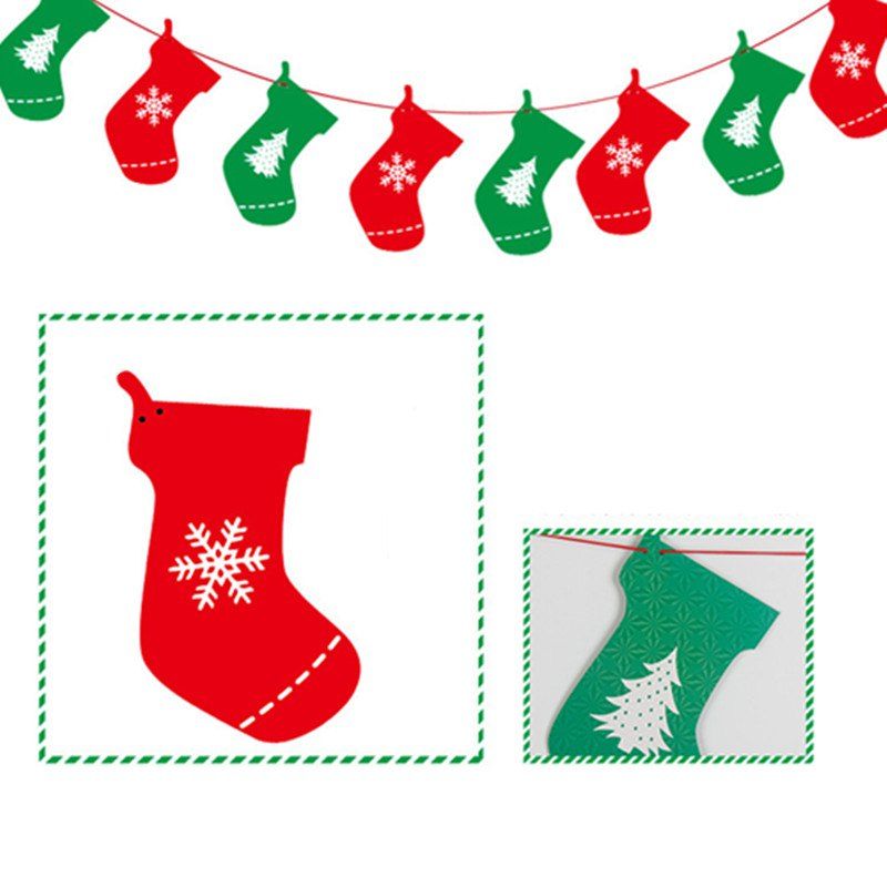 

XM Card Paper Christmas Sock Christmas Decorate Banner Christmas Decoration, Colormix