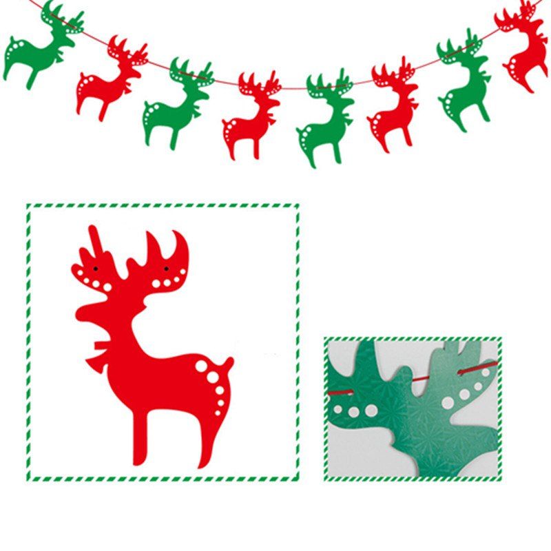

8pcs/strip XM Card Paper Christmas Elk Christmas Decorate Banner Christmas Decoration, Colormix