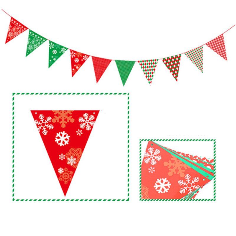 

10pcs/strip XM Card Paper Triangle Christmas Decorate Banner Christmas Decorations, Colormix