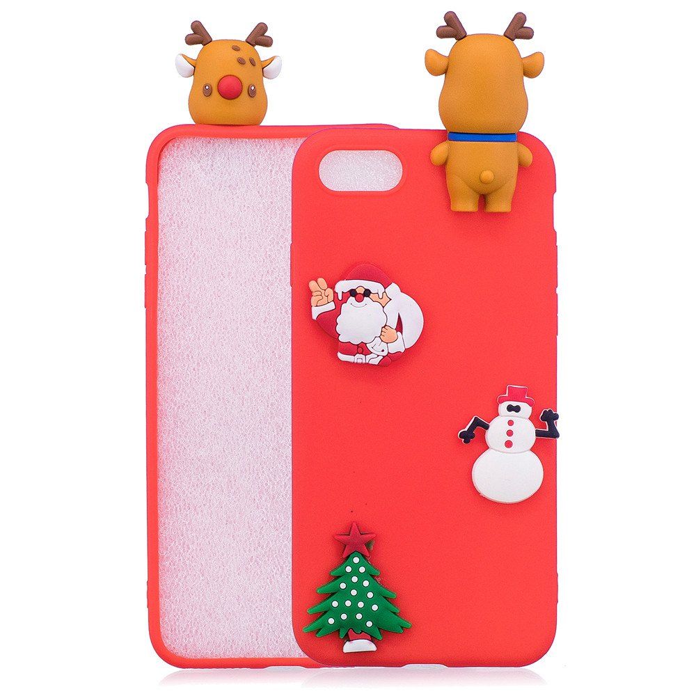 

Fashionable Christmas Deer Silicone Case for iPhone 8 / 7, Red