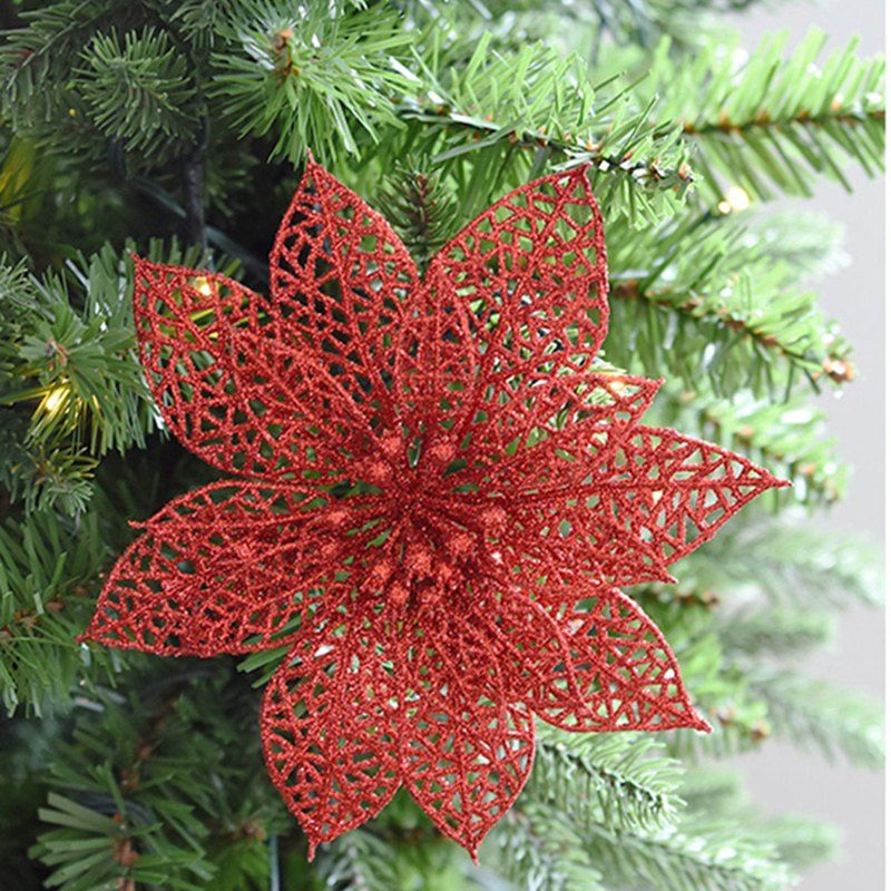 

WS Wedding Decoration Artificial Simulation Pierced Fake Flowers, Red