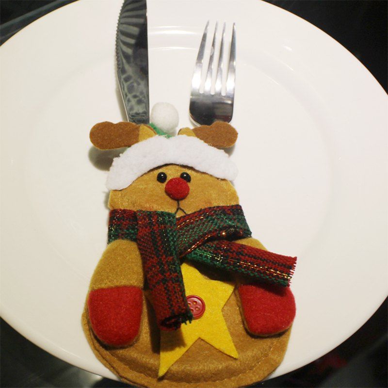 

WS Christmas Shape Design Tableware Knife and Fork Bag, Colormix
