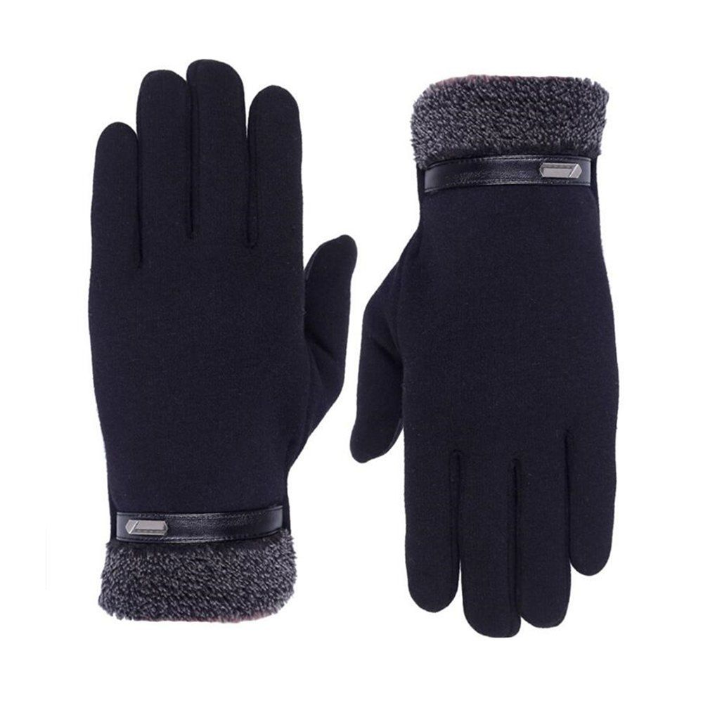

Outdoor Cold Proof Touch Screen Velvet Gloves Unisex, Black