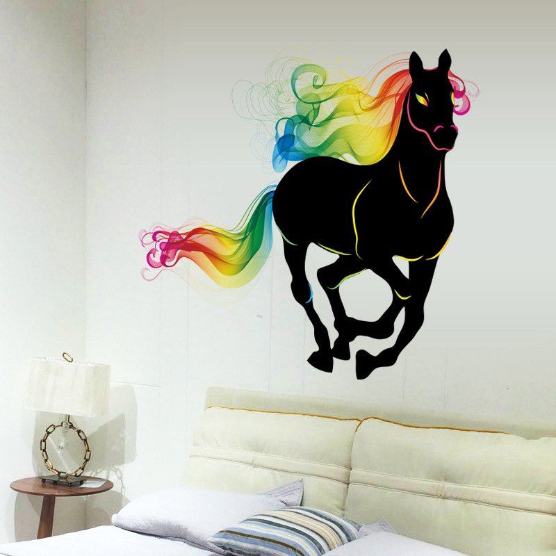 2019 dsu creative colorful horse wall sticker bedroom living room