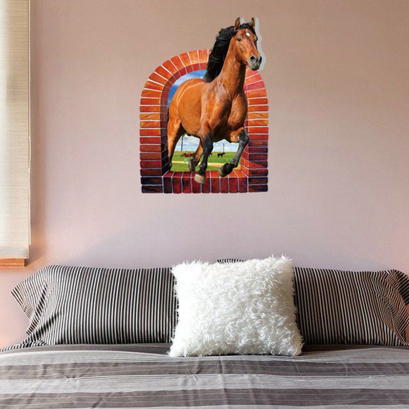 

DSU Gallant Horse 3D Wall Sticker Removable Waterproof Mural Decor, Colorful