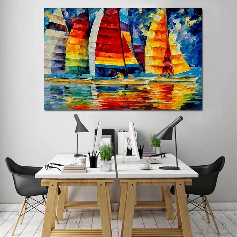 

Modern No Frame Canvas Sailboat Print 1PC, Colorful