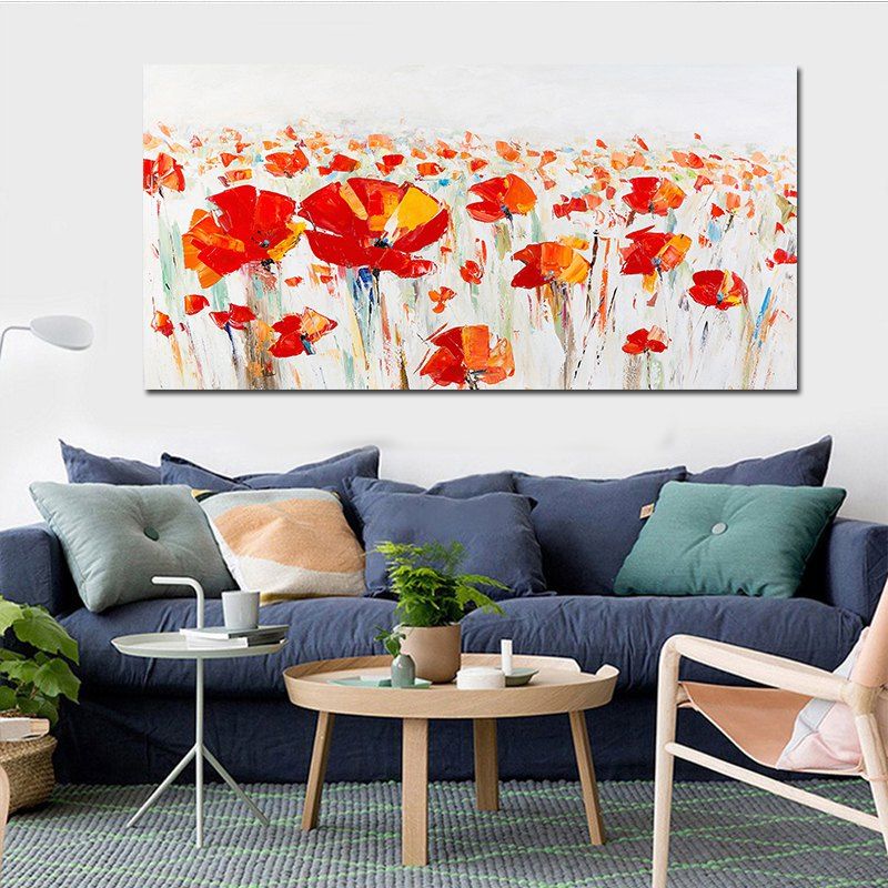 

Red Flower Wall Art Abstrct Canvas Print 1PC, Colorful