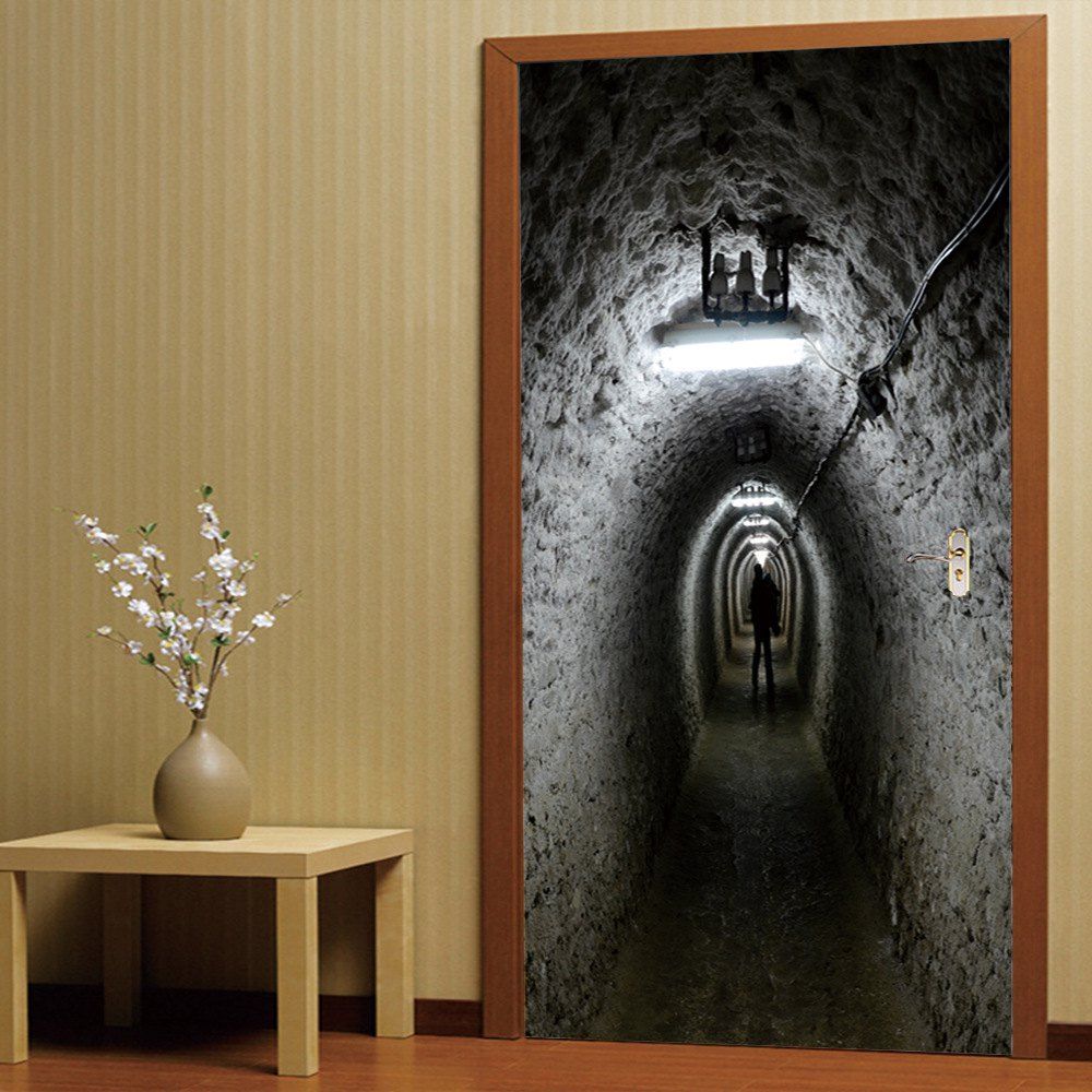 

3D Self Adhesive Miner Tunnel Door Sticker Home Decal, Colormix