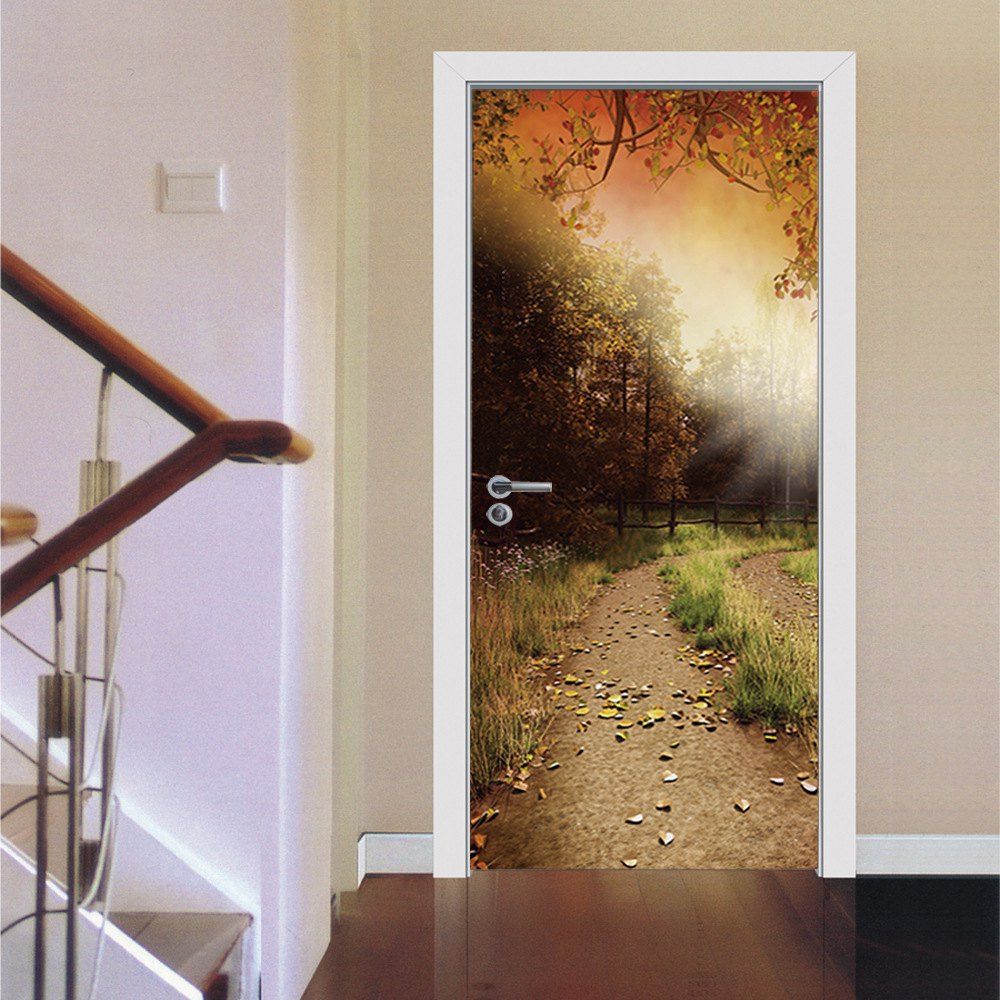 

Autumn Fallen Leaves Flagging Door Sticker, Colormix