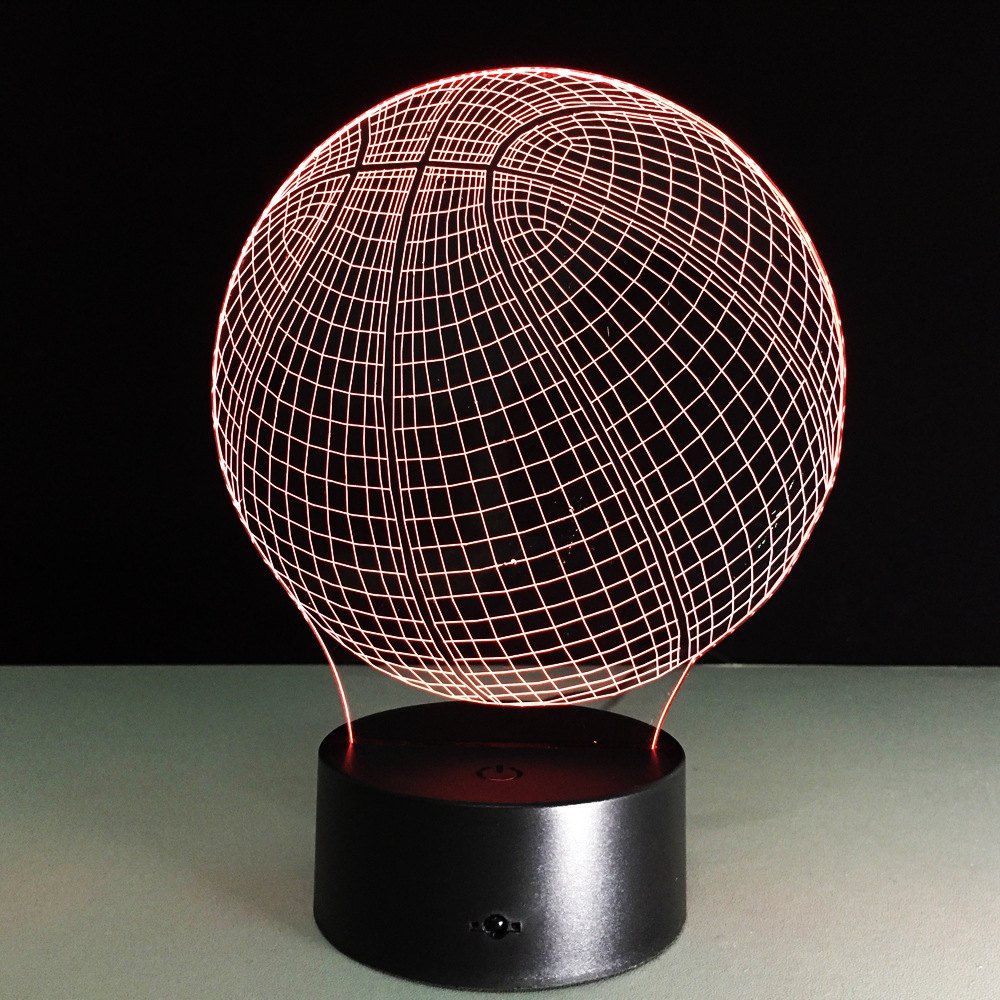 

Yeduo Novelty 3D Visual Acrylic LED Night Light Basketball USB Lighting Bedroom Table Lamp, Colormix