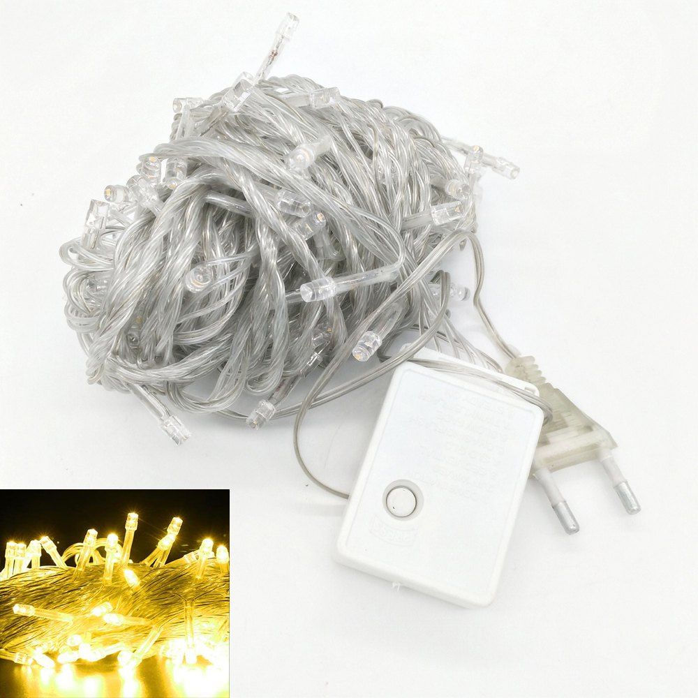 

ZDM 1000CM 100PCS LED White String Decoration Light For Christmas Party Wedding EU Plug AC220V, Yellow light