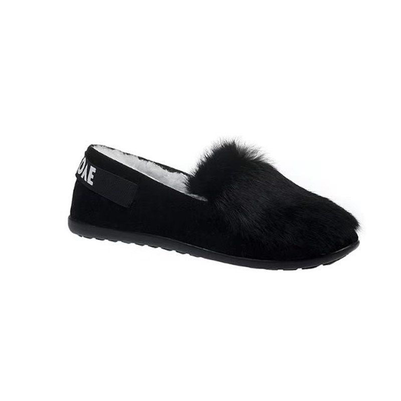 

Round Bottomed Shallow Mouth Set Foot Shoes, Black