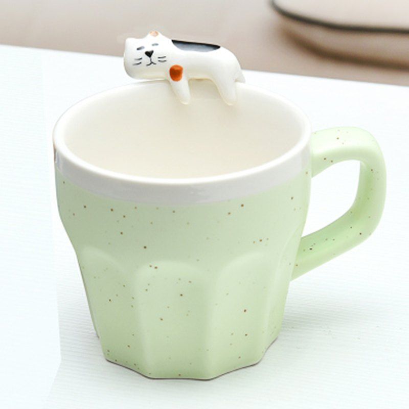 

300ML Cat Ceramic Mug, Green;dark green;green;light blue;others;red