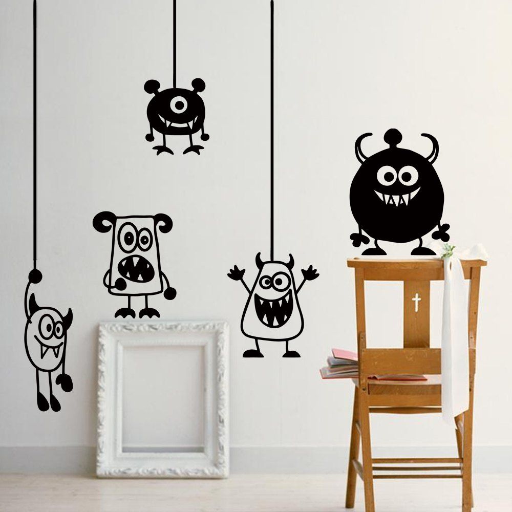 

Cartoon Animal Creative Wall Stickers For Kids Room, Black