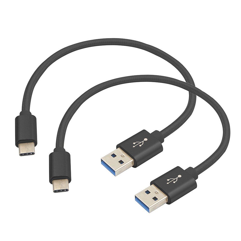 

2PCS Quick Charge USB3.1 Type-C To USB 3.0 Charging Data Transfer Cables (25cm), Black