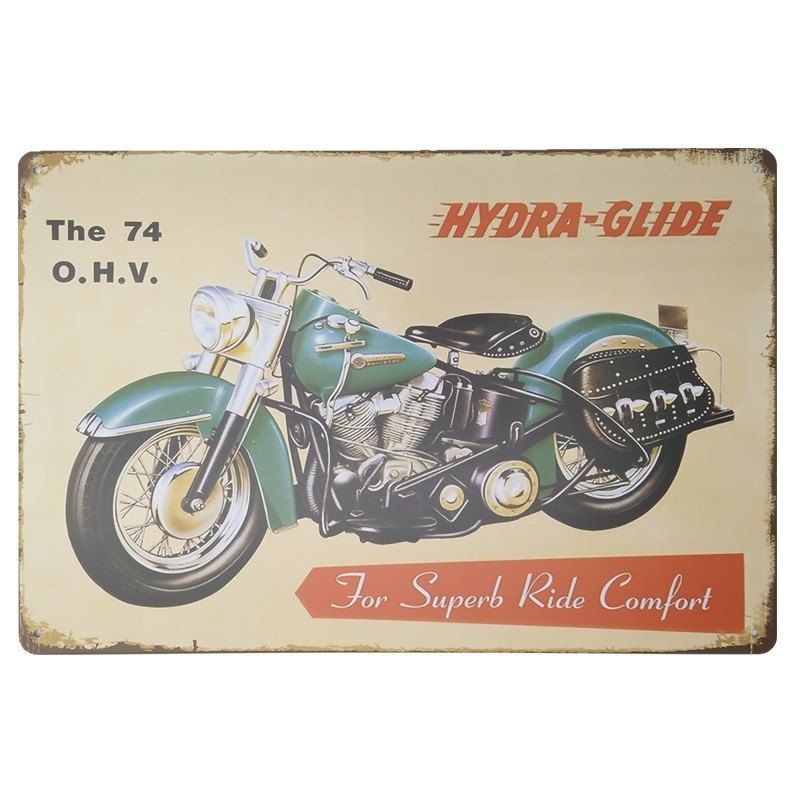 

Vintage Style Motorcycle Metal Painting for Cafe Bar Restaurant Wall Decor, Colormix