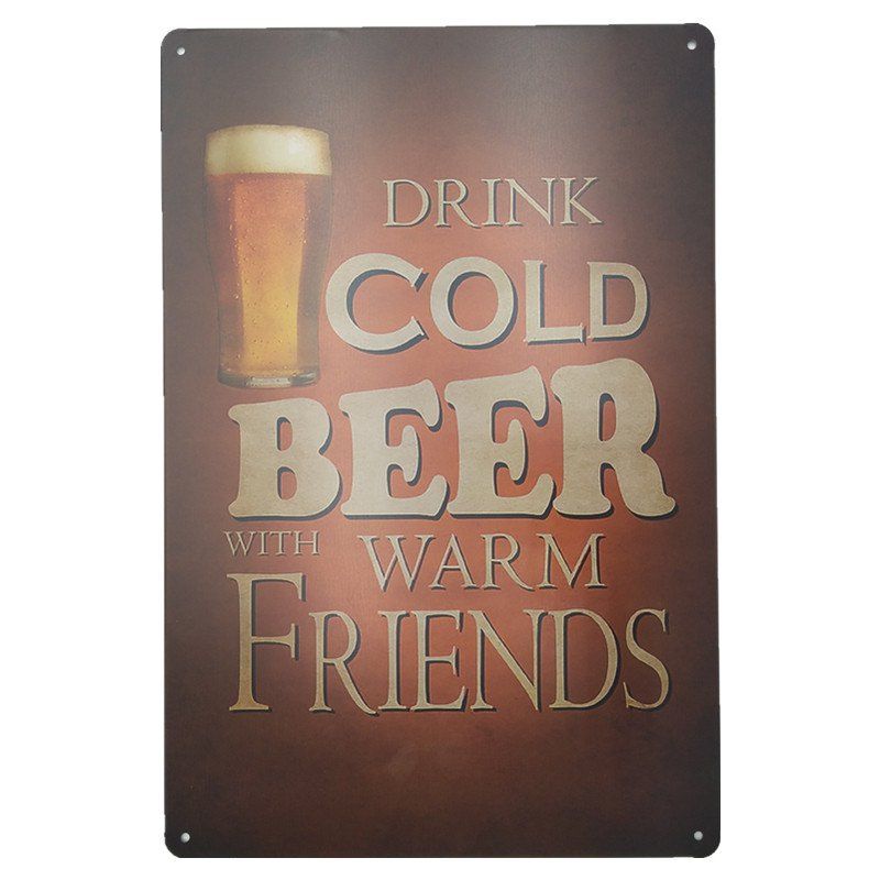 

Vintage Style Cold Beer Metal Painting for Cafe Bar Restaurant Wall Decor, Red