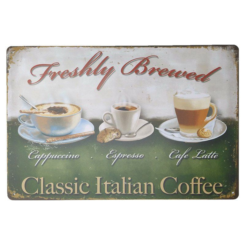 

Coffee Pattern Vintage Metal Painting for Cafe Bar Restaurant Wall Decor, Colormix