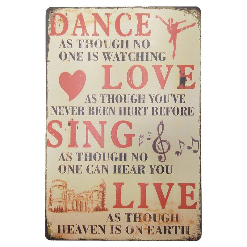 

English Proverbs Retro Style Metal Painting for Cafe Bar Restaurant Wall Decor, Colormix