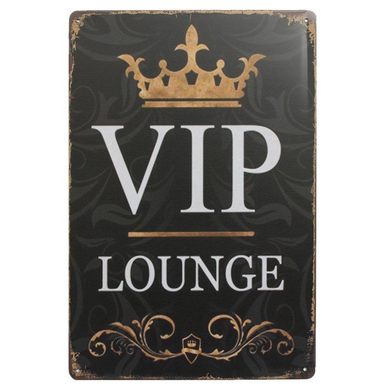 

VIP Lounge Retro Style Metal Painting for Cafe Bar Restaurant Wall Decor, Black