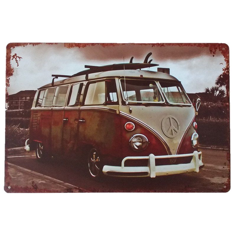 

Retro Car Style Metal Painting for Cafe Bar Restaurant Home Wall Decor, Colormix