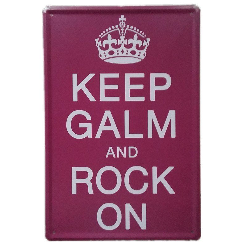 

Keep Calm and Rock On Retro Style Metal Painting Wall Decor, Red