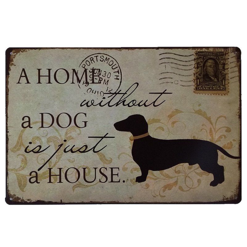 

Dog Stamps Retro Style Metal Painting for Cafe Bar Restaurant Wall Decor, Colormix