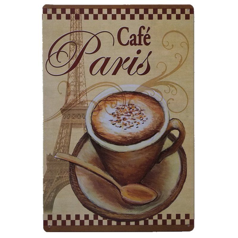

Creative Cafe Poster Metal Painting for Cafe Bar Restaurant Wall Decor, Colormix