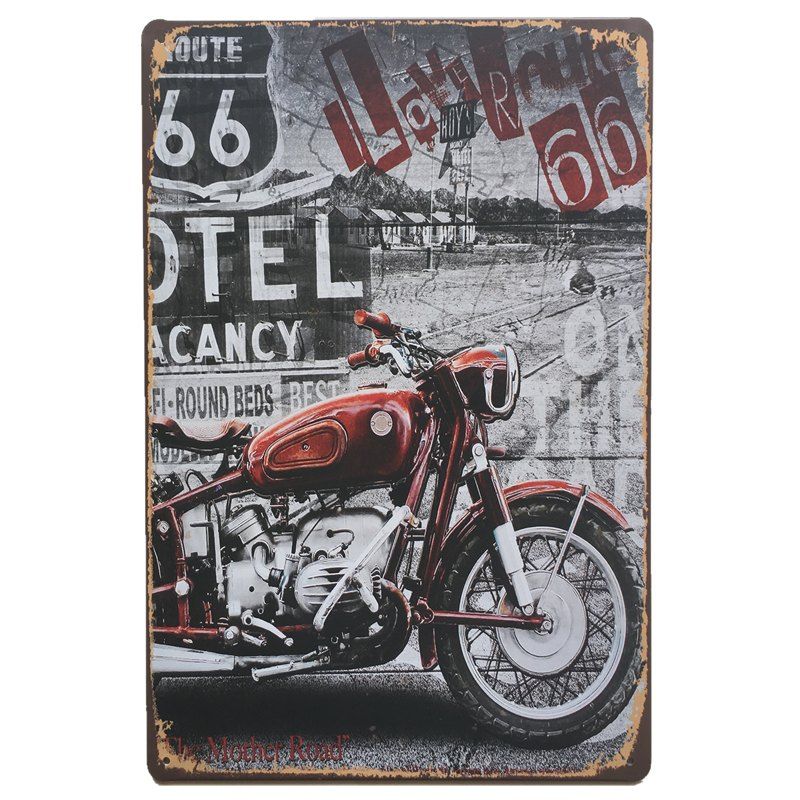 

Motorcycle Pattern Vintage Style Metal Painting for Cafe Bar Restaurant Wall Decor, Colormix
