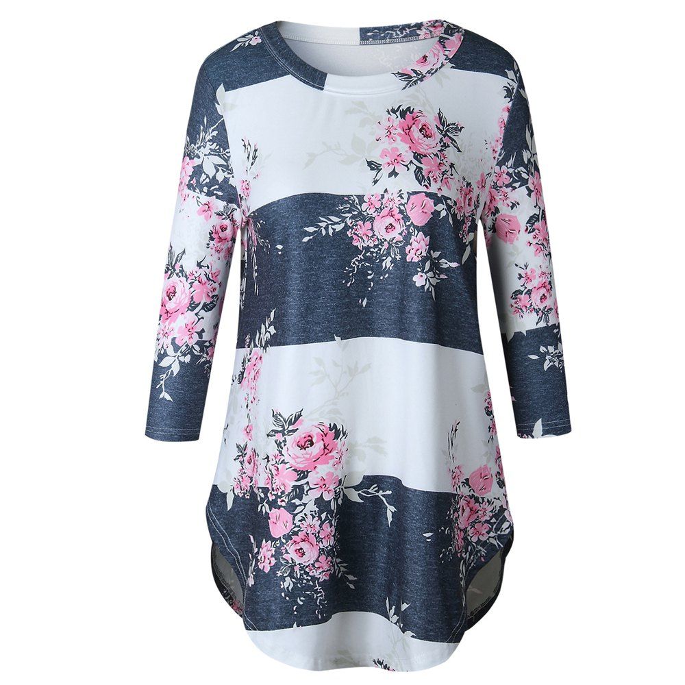 

2017 New Autumn Long-Sleeved Floral Print T-Shirt, White