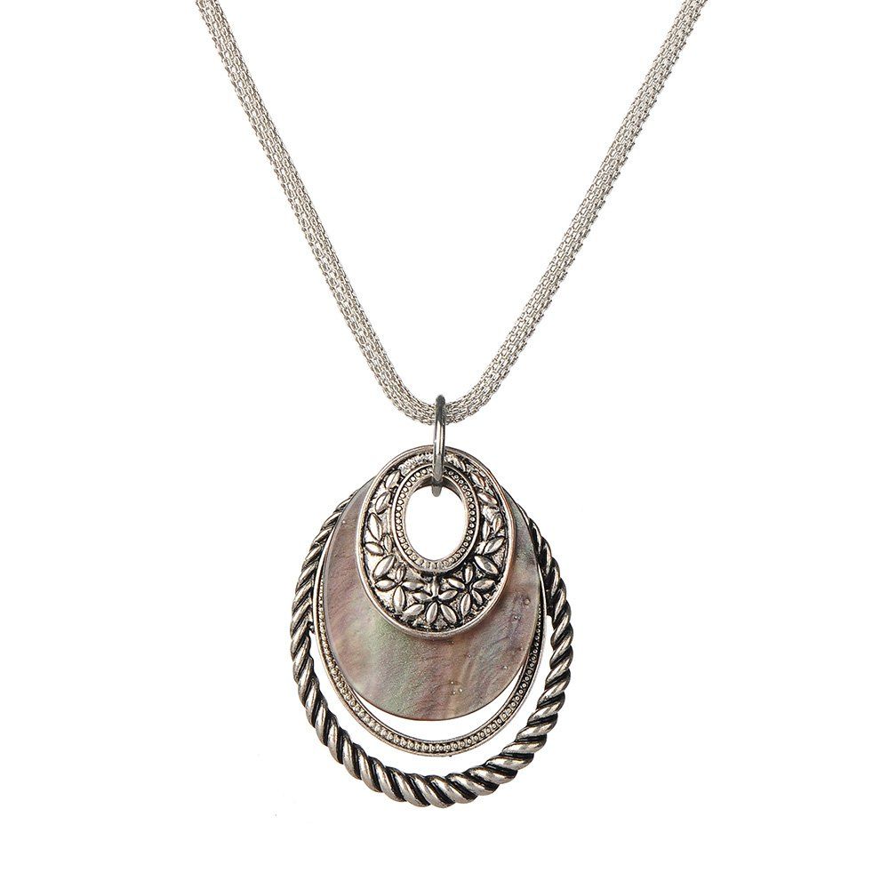 

Bohemia Multilayers Hollow Out Pendant Necklace, Silver