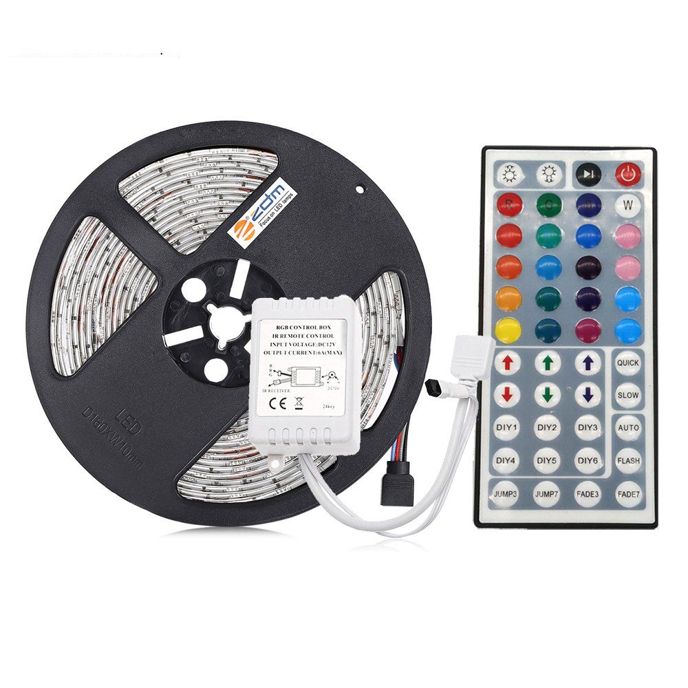 

ZDM RGB LED Strip Light 5M 75W with 44 Key IR Remote Controller DC12V, Rgb color