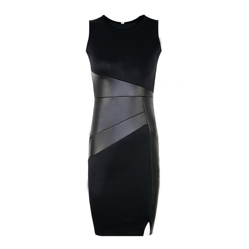 

Women's Wear T Shirt Stitching Sleeveless Dress, Black