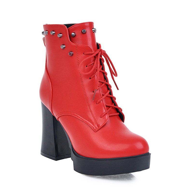 [41% OFF] Women's Shoes Platform Combat Boots Chunky Heel Round Toe Mid ...