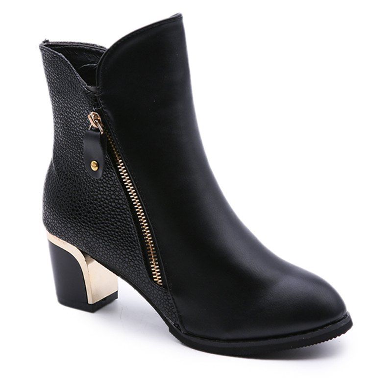 

Martin New Winter with Thick British Style Short Canister Female Fall Side Zipper Boots, Black