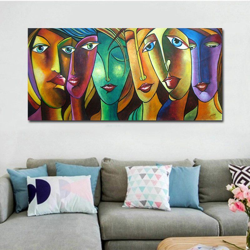 

Abstrct Human Face Print Canvas Modern Wall Art Decor, Colorful