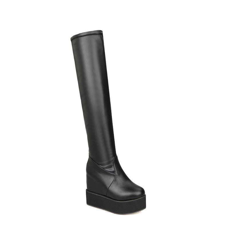 

Muffin Thick Bottom Increased Student Stovepipe Boots SQM#710, Black