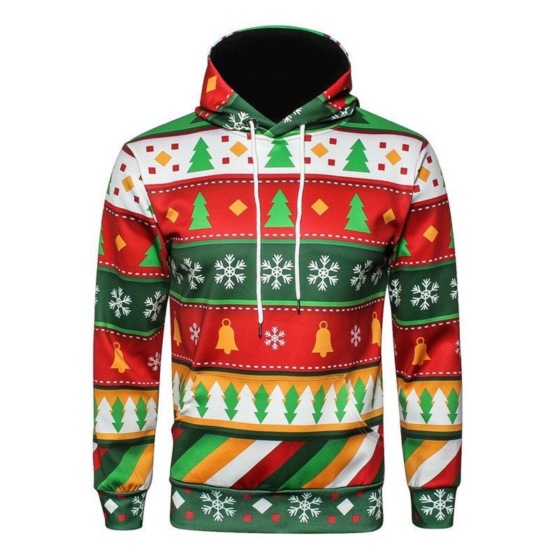 

Original Color Christmas Tree Hooded Loose Hoodie, Colorful