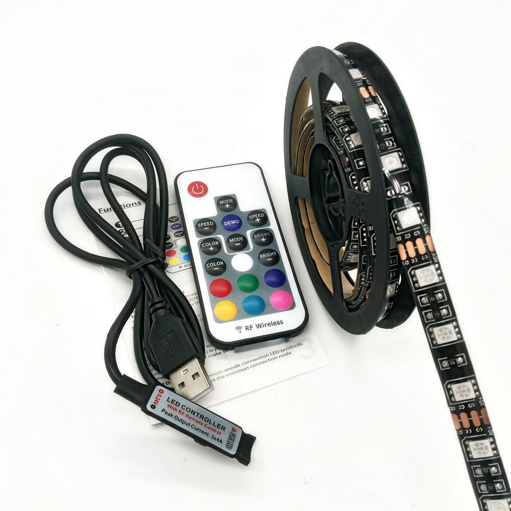 

ZDM 5V 15 - 30W 5050 100 / 200CM USB Waterproof RGB LED Light Strip with 17 Key IR Controller DC 5V, Black