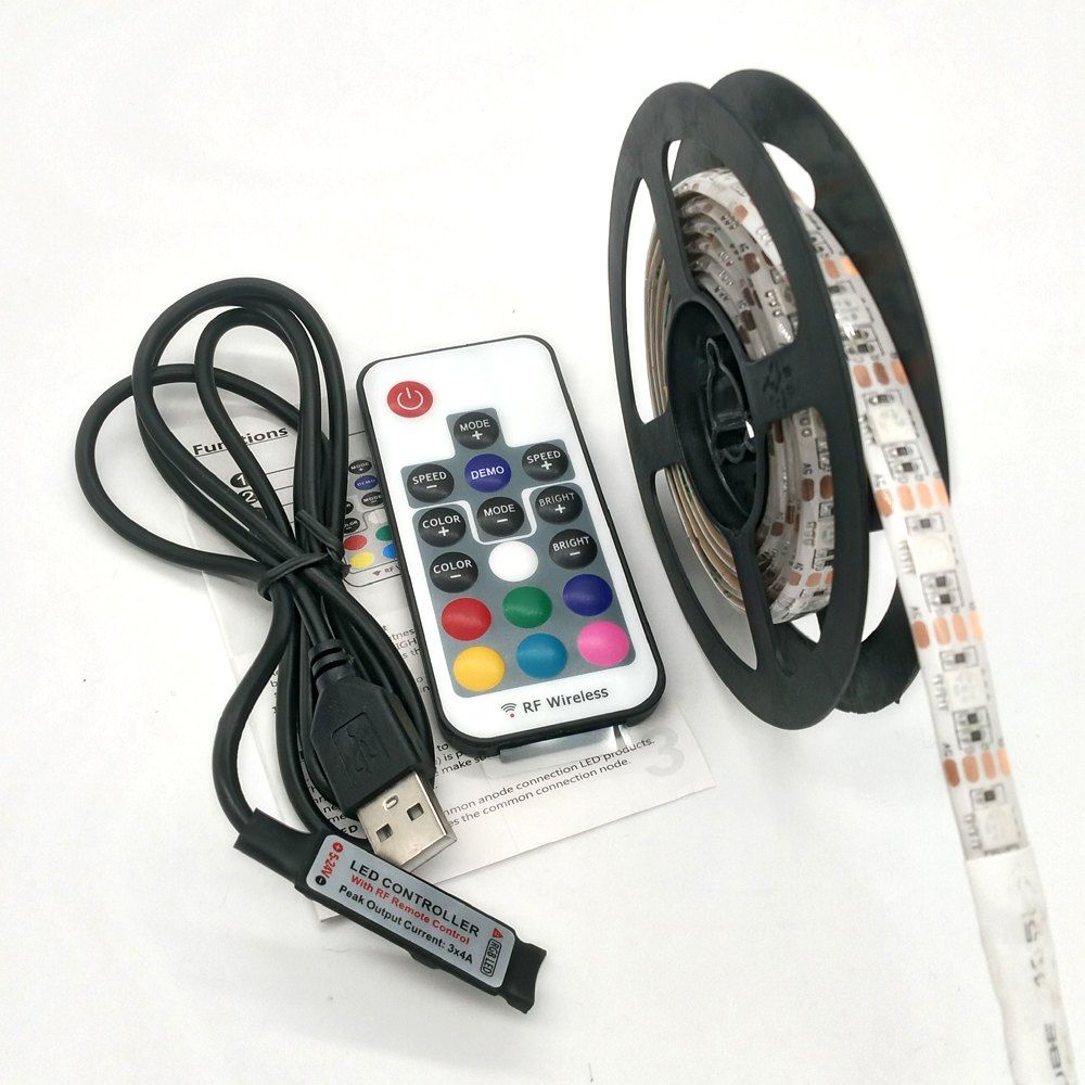 

ZDM 5V 15 - 30W 5050 100 / 200CM USB Waterproof RGB LED Light Strip with 17 Key IR Controller DC 5V, White