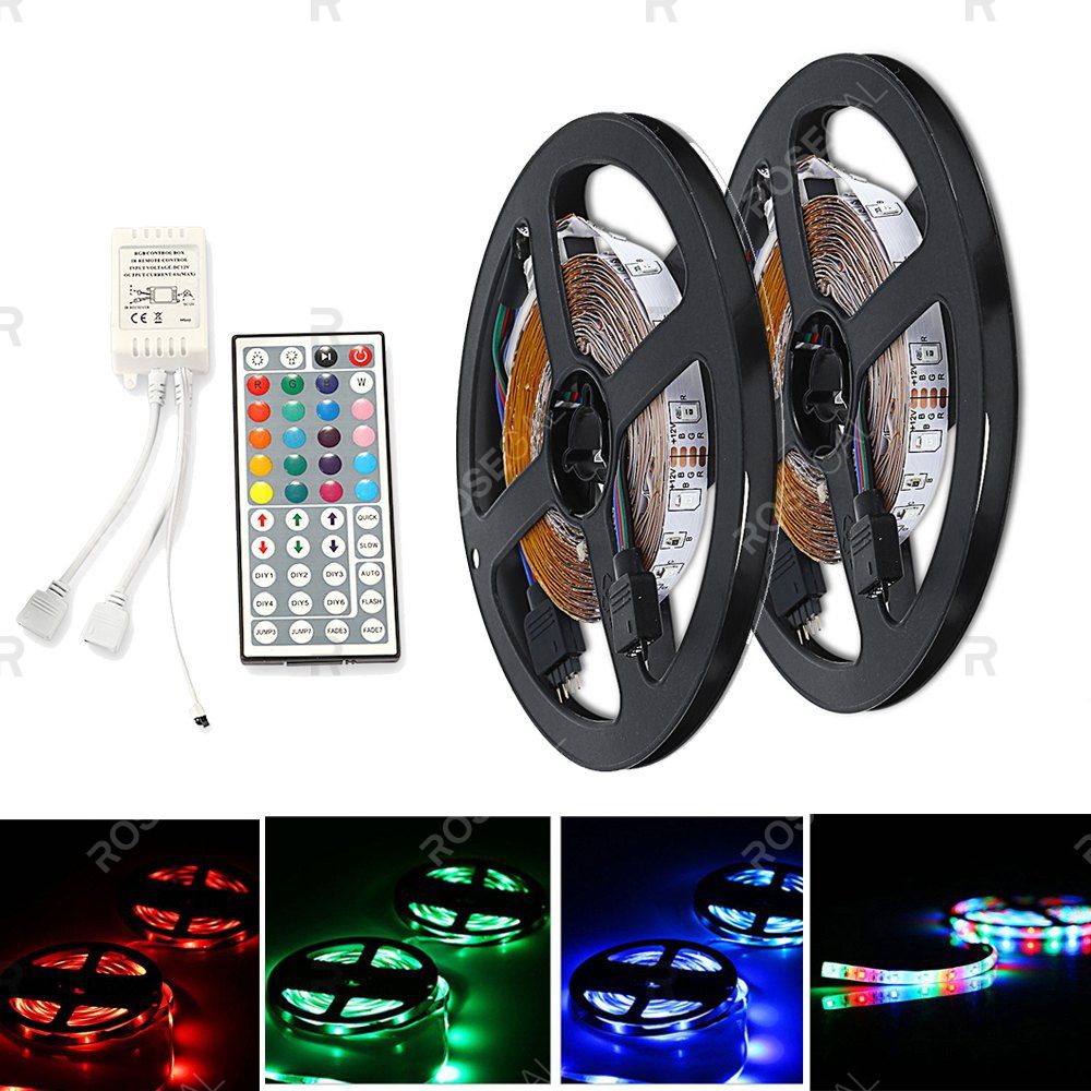 

ZDM DC12V 2835 300LEDs RGB Strips with IR44 Key Double Outlet Controller 2PCS
