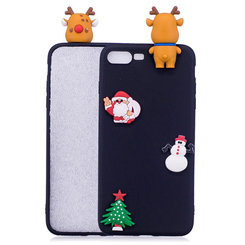 

Christmas Tree Santa Claus Reindeer 3D Cartoon Animals Soft Silicone TPU Case for iPhone 7 Plus / 8 Plus, Black