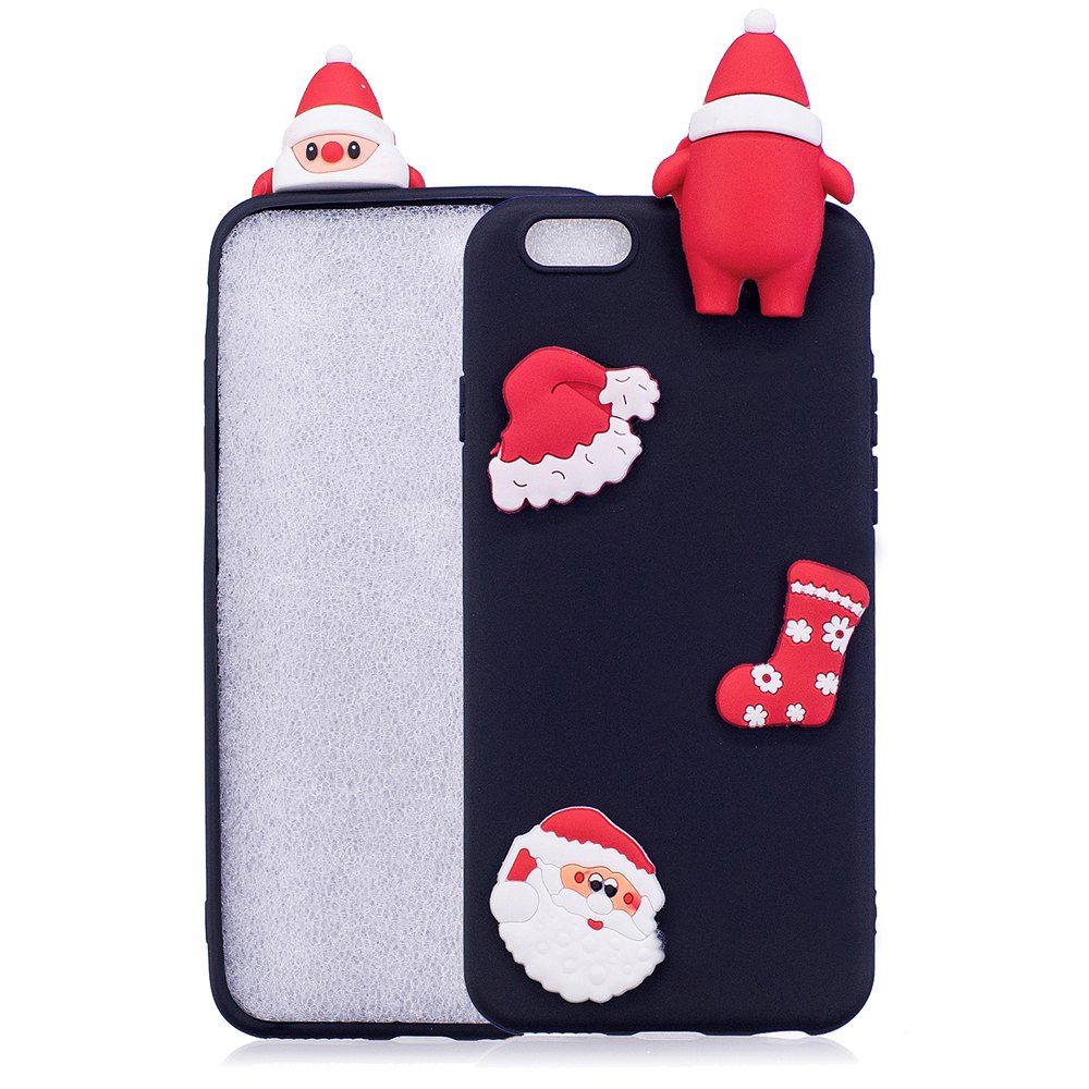 

Christmas Hat Tree Santa Claus Reindeer 3D Cartoon Animals Soft Silicone TPU Case for iPhone 6 Plus / 6S Plus, Black
