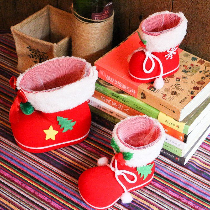 

Christmas Decoration Children Present Candy Boots Small Gift Package 1pc, Red