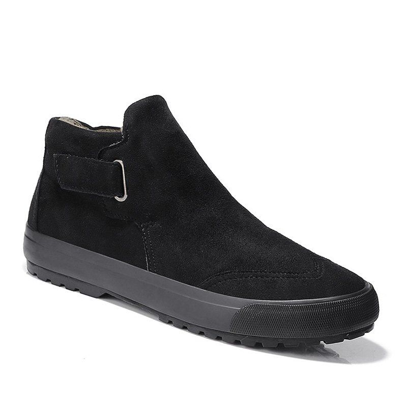 

Men Boots Warm Casual Shoes Outdoor High Top Suede British Warm Anti Skid Shoes, Black