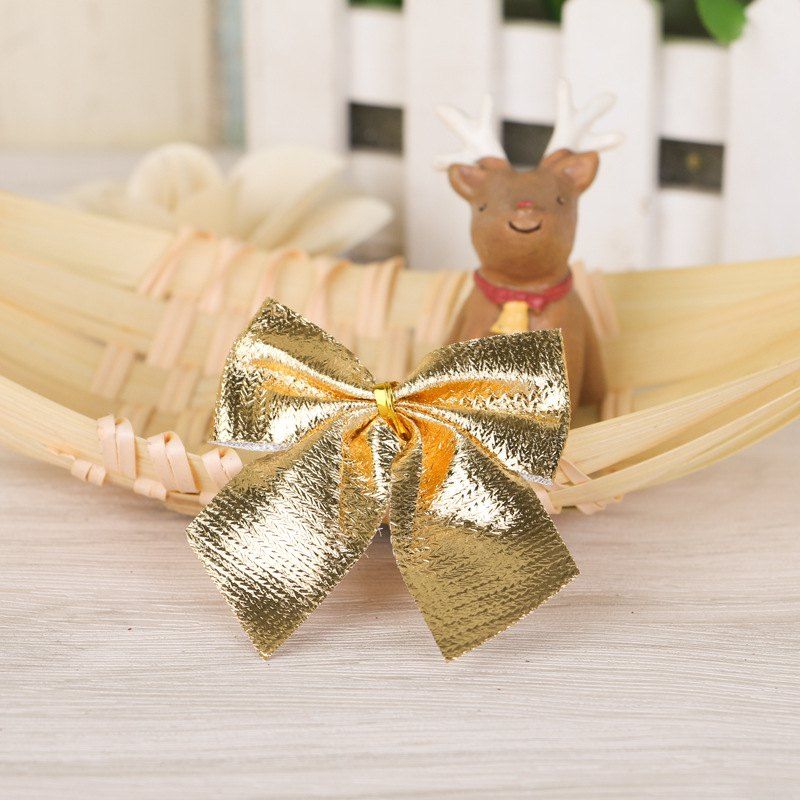 

12pcs Pretty Bowknots Ornament Christmas Tree Festival Party Decoration, Golden