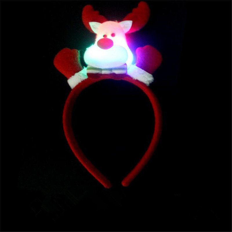 

Cute Flashing Christmas Headband LED Headwear for Kids Adults Decoration, Red and white